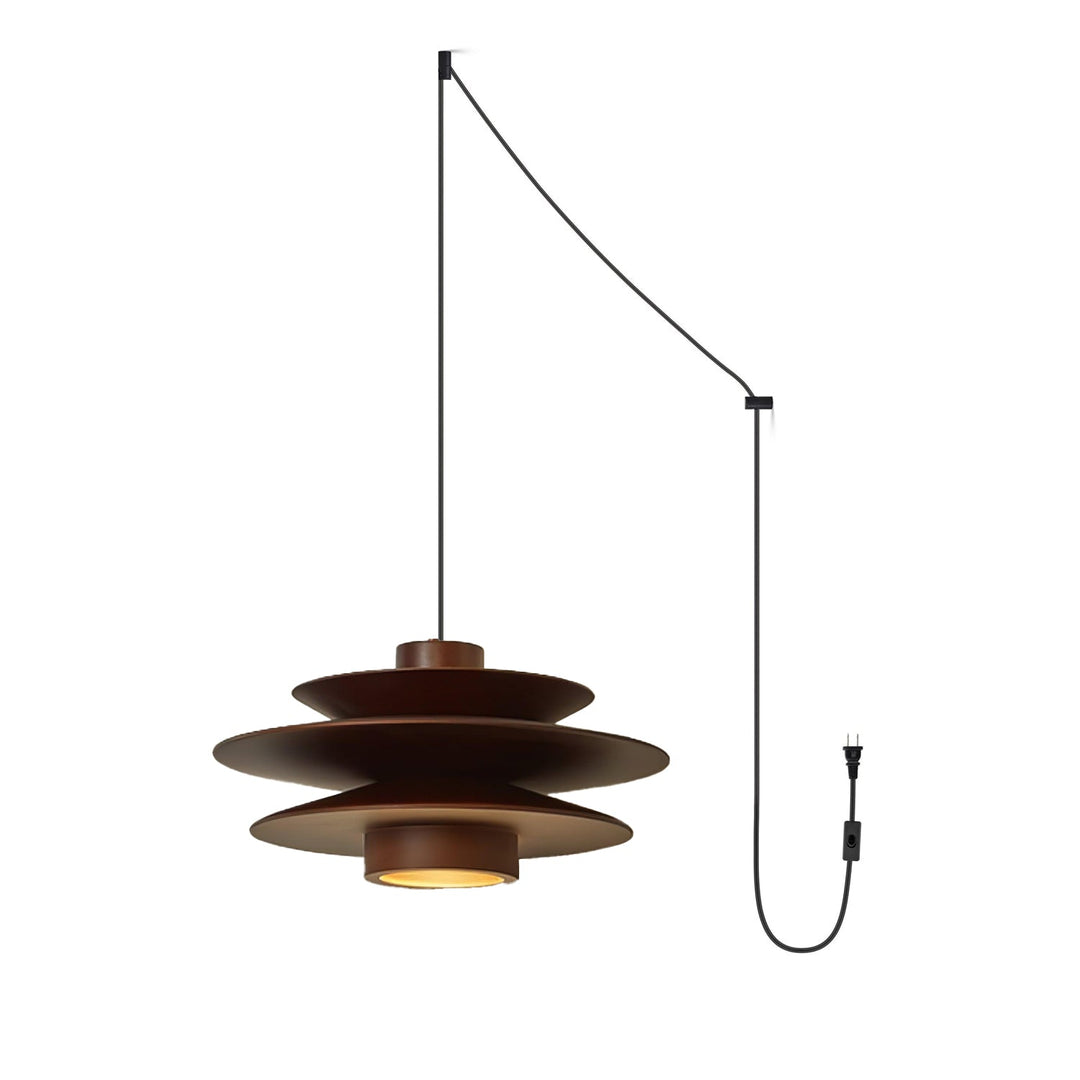 Layered Wood Plug-In Swag Pendant