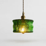 Bild in Gallery-Viewer laden, Vintage Ripple Glass Pendant Light With Warm Brass Accent