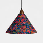 Bild in Gallery-Viewer laden, Large gold foil floral cone pendant light front view