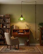 Bild in Gallery-Viewer laden, Natural Wood And Glass Plug-In Pendant