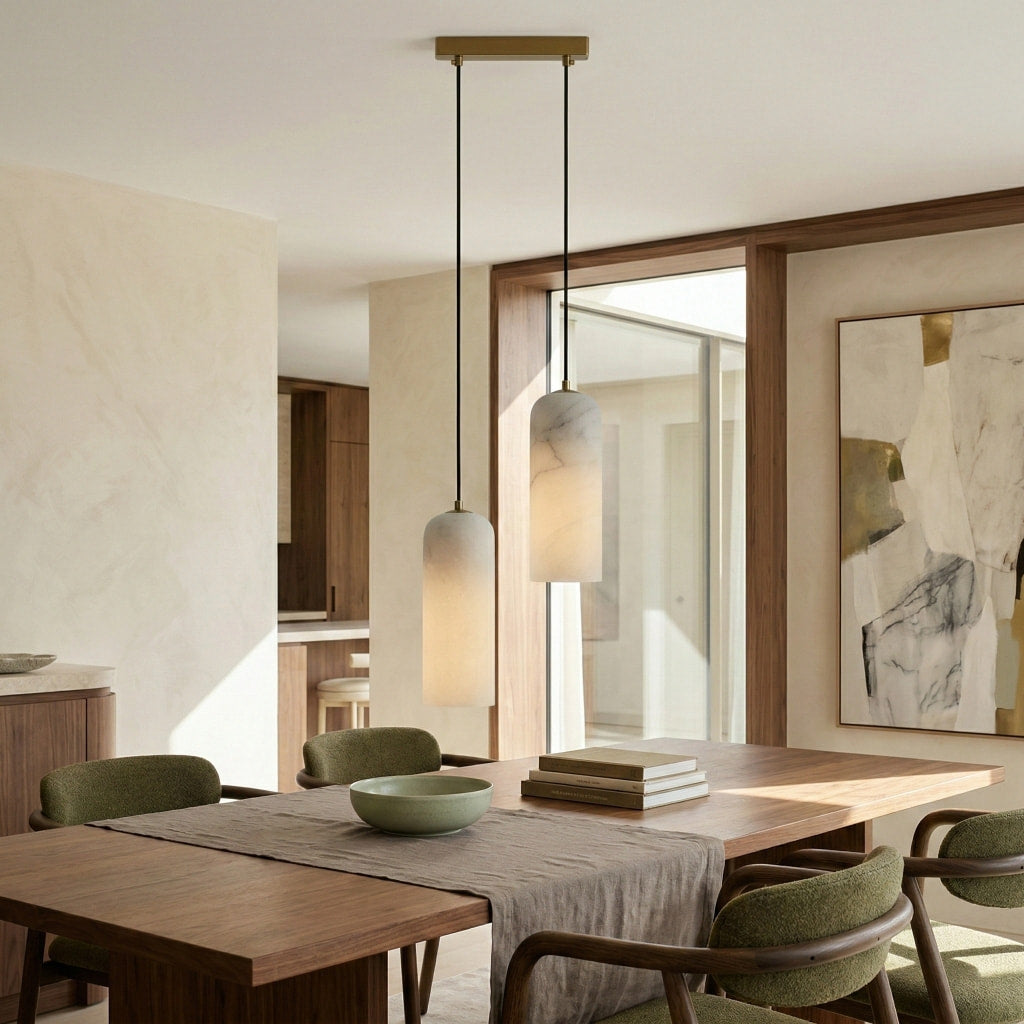 Suspension Albâtre Milieu du Siècle Alabresca – Lampe Suspendue Multi-têtes pour Îlot de Cuisine