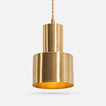 Load image into Gallery viewer, Tiered vintage brass copper pendant lamp on white background
