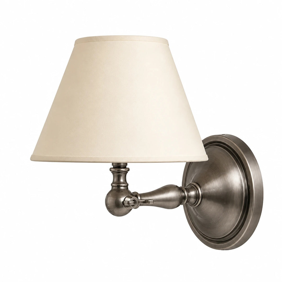 Vintage Brass Wall Sconce with Fabric Shade