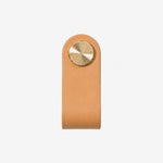 Load image into Gallery viewer, Cowhide leather and brass cabinet pull handle color and size option
