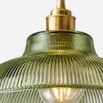Bild in Gallery-Viewer laden, Vintage Ribbed Glass Shade Plug‑in Swag Pendant Light - Hanging Lamp for Dining and Living Room