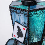 Load image into Gallery viewer, Aqua blue shade detail with bead trim and scrollwork