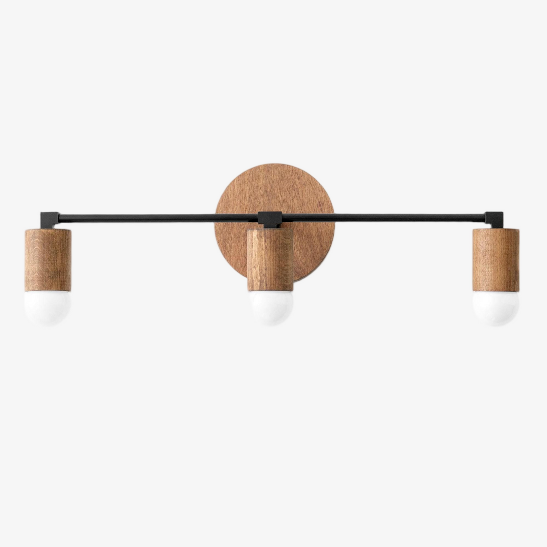 Mobilux Line Wood and Vanity Light - Bohemian Bathroom Lighting Fixture