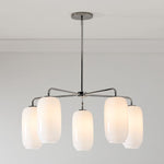 Load image into Gallery viewer, Lumivelle 5-Light Glass Chandelier – Modern Metal Round Lighting
