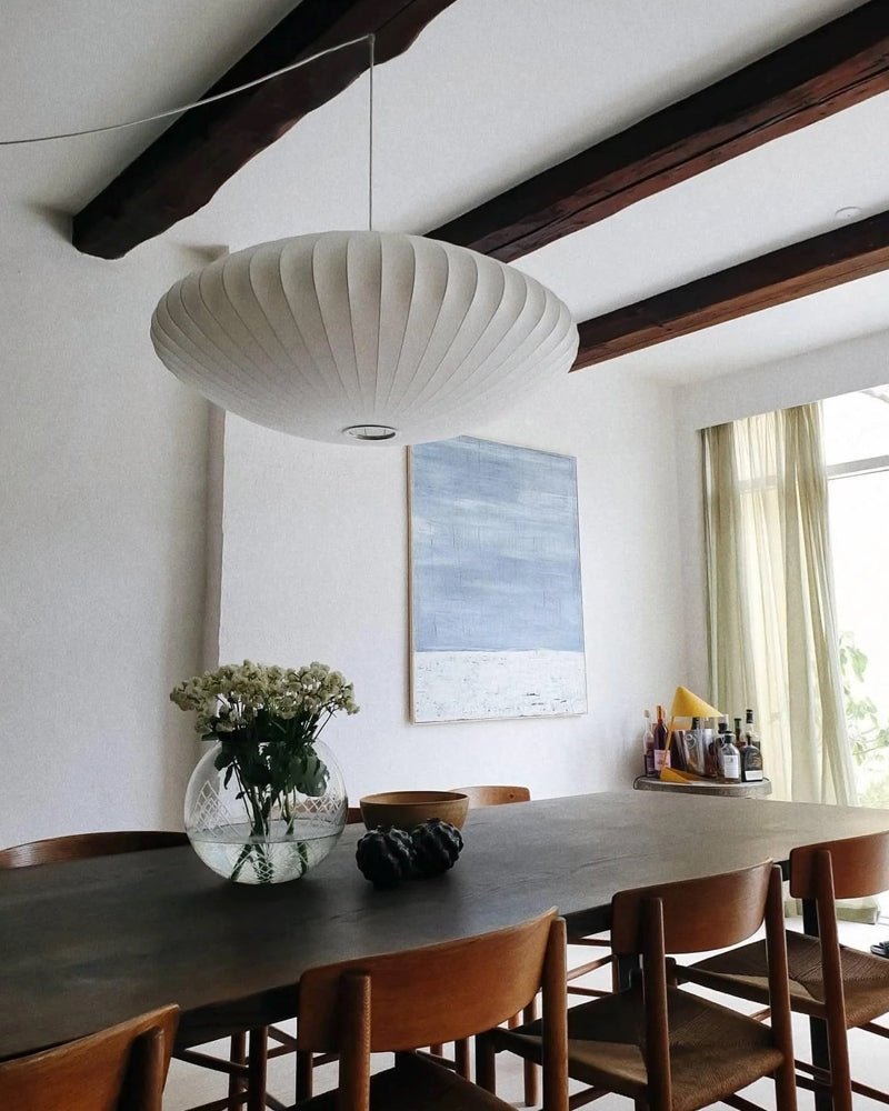 White Geometric Wire Swag Pendant Light