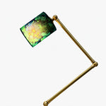 Load image into Gallery viewer, Blue green floral fabric shade glowing warmly when lit