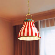 Circus Glass Pendant Lamp – Fun Red Stripe Art Glass for Eclectic Spaces