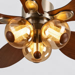 Cargar imagen en el visor de la Galería, Walnut-Finish Wood Ceiling Fan with Light