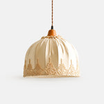 Bild in Gallery-Viewer laden, Vintage lace fabric pendant light front view