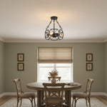 Cargar imagen en el visor de la Galería, Lámpara de Techo Industrial de Jaula Abierta de Metal Cageon - Diseño para Ático y Comedor