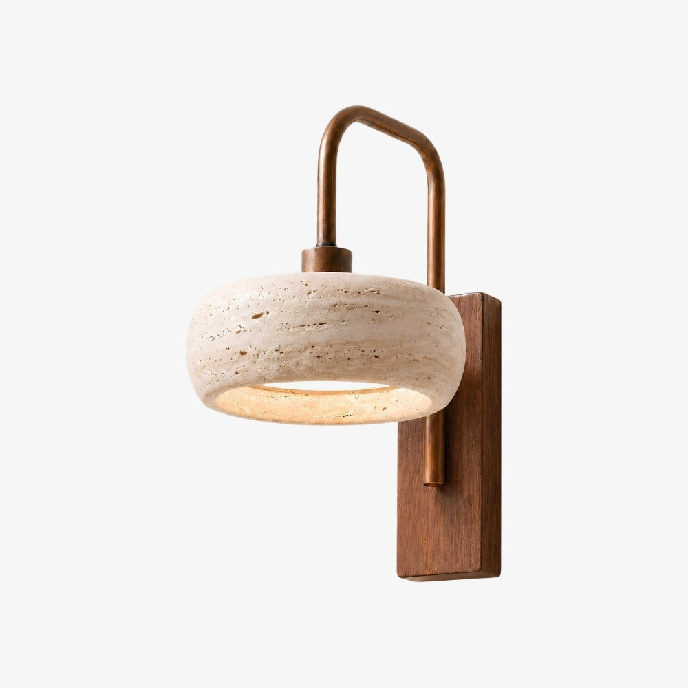 Travira Wabi Sabi Travertine Wall Sconce — Vintage for Bedroom or Living Room
