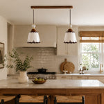 Load image into Gallery viewer, two-light ceramic pendant above a bright kitchen island