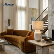 Mello Organic Textured Ceramic Table Lamp with Fabric Drum Shade - Modern Lighting for Living Room and Office