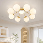 Load image into Gallery viewer, Milk glass ceiling light installed in a living room