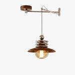 Bild in Gallery-Viewer laden, Brown wood grain and chrome pendant lamp SKU image