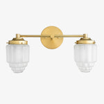 Bild in der Galerieansicht laden, Tierlux Glass Vanity Light - Art Deco Bathroom Fixture with Skyscraper Shades
