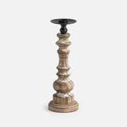 Short turned wood candlestick