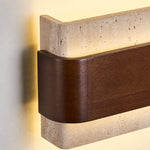 Bild in Gallery-Viewer laden, Rounded wood side and glowing travertine edge detail