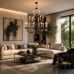 Cargar imagen en el visor de la Galería, Multi-Layer Black Candle Staircase Chandelier