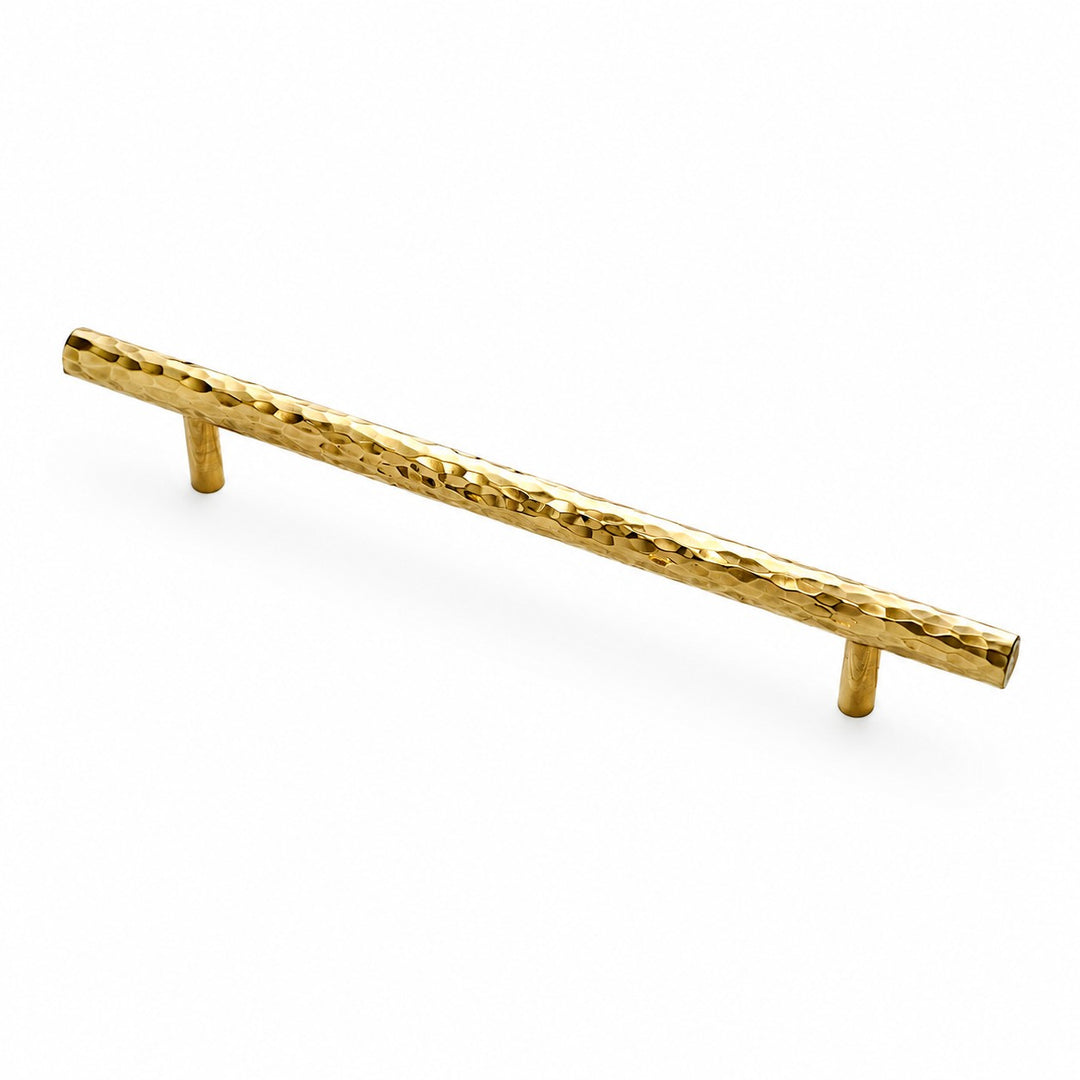Natural Brass hammered bar pull with 6.3 inch or 160 mm centers