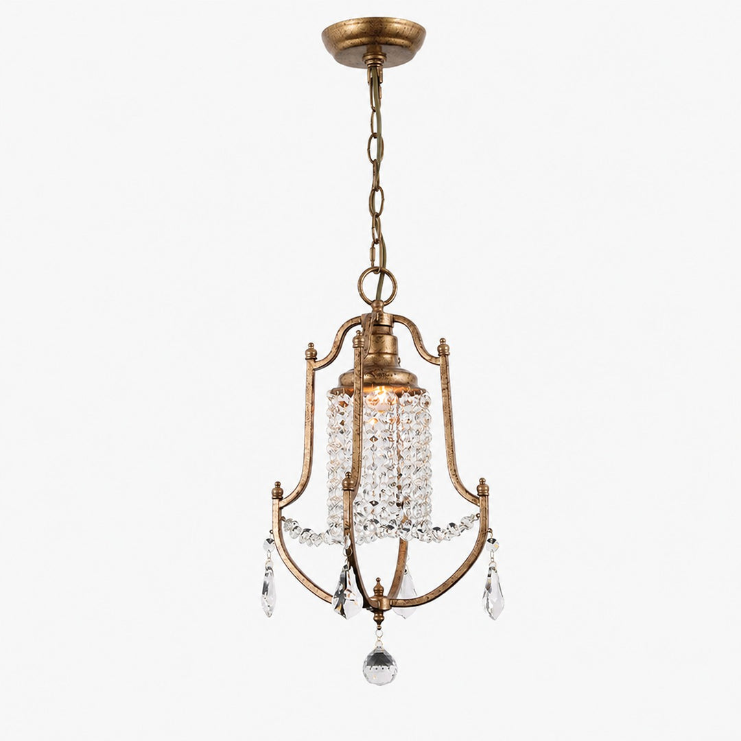French Country Crystal Bell Pendant Light