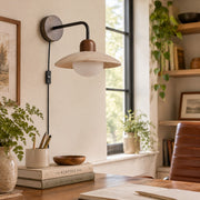Travertine Disc Plug-In Wall Lamp