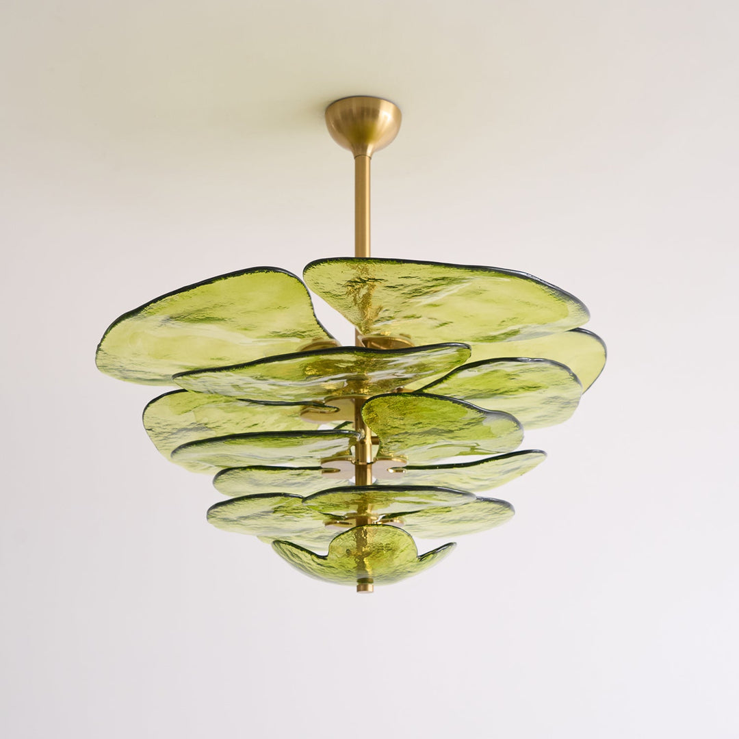 Lotus Leaf Layered Glass Chandelier