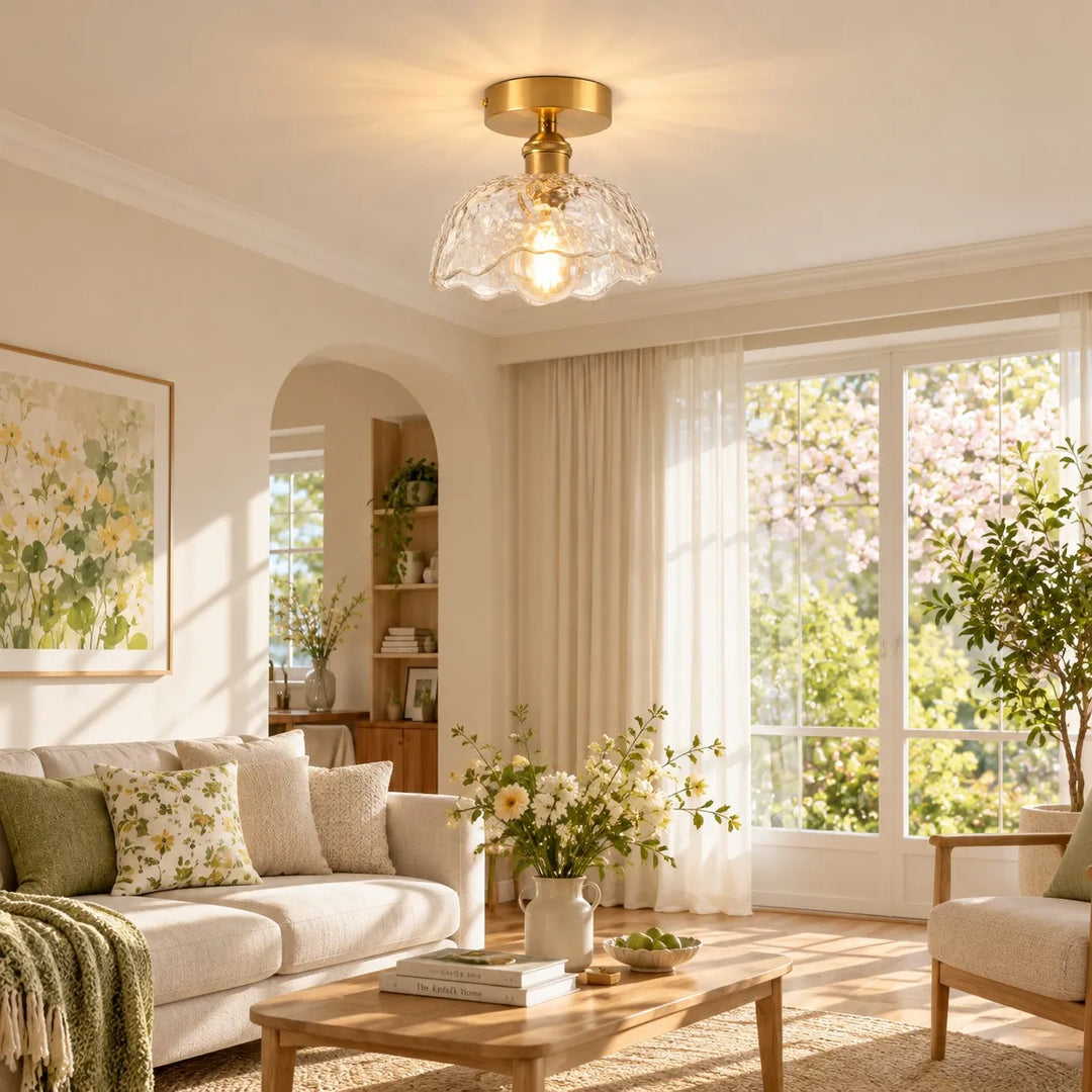 Nordic Rippled Textured Glass Ceiling Light