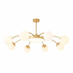 Load image into Gallery viewer, Standard gold 8-light milk glass chandelier