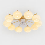 Bild in Gallery-Viewer laden, 10-light modern gold ceiling fan light with white glass shades