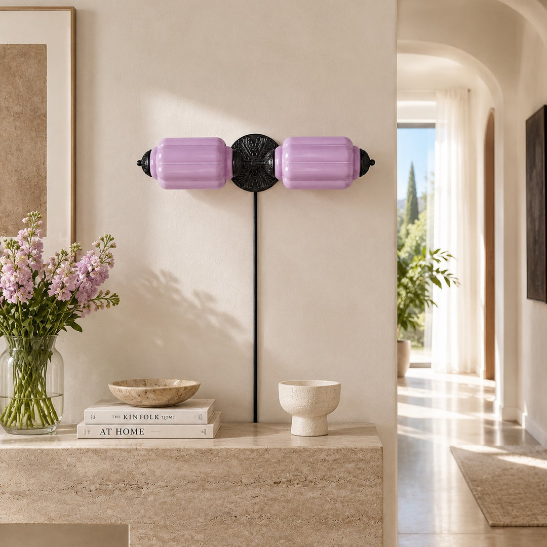 Eloise Fluted Leaf-Relief Plug-In Wall Sconce