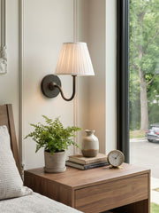 Luvora Fabric Shade Wall Sconce with Drum Shade - Classic Pleated Sconce Light