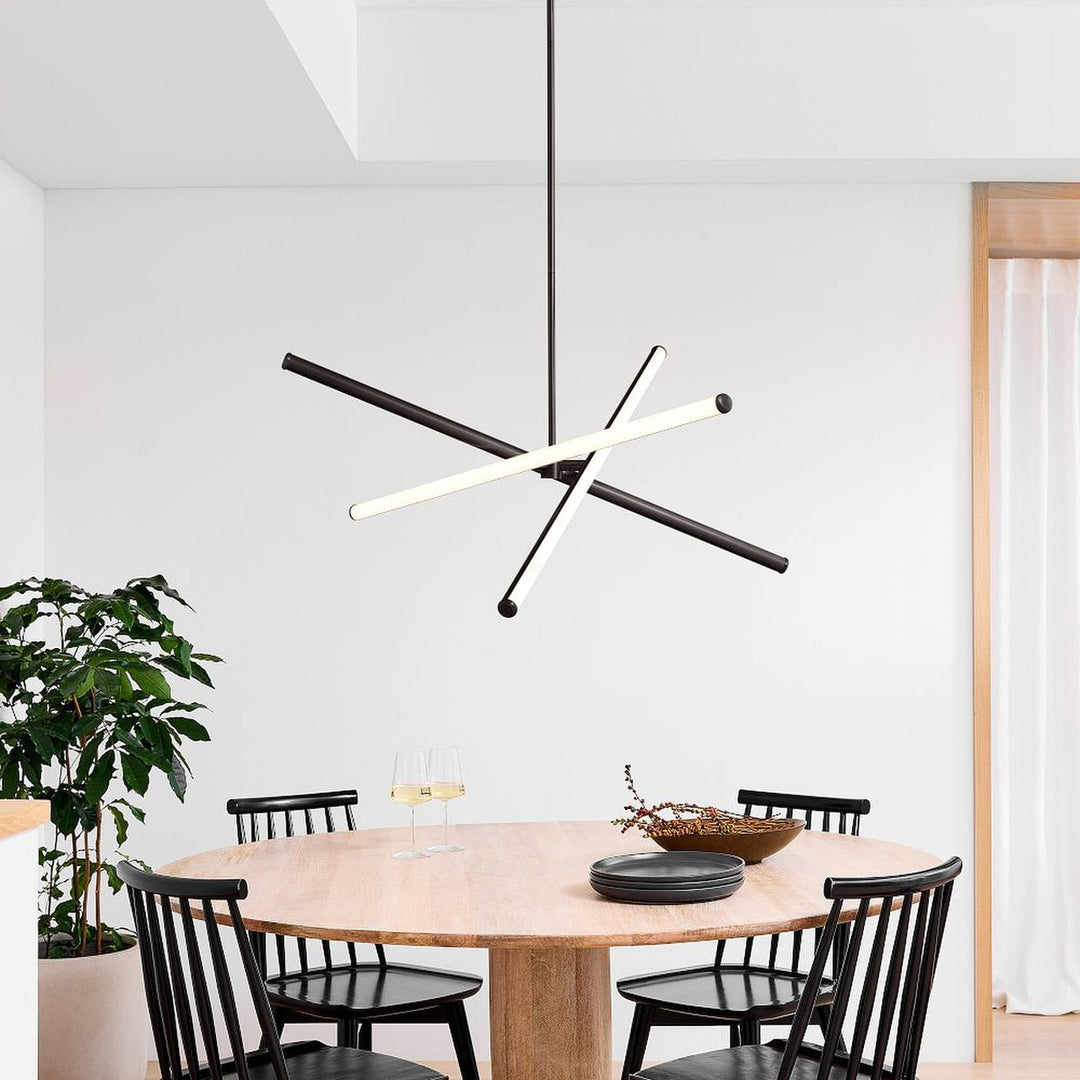 Voro Led Rod Chandelier - Linear Sputnik Modern Minimalist Lighting