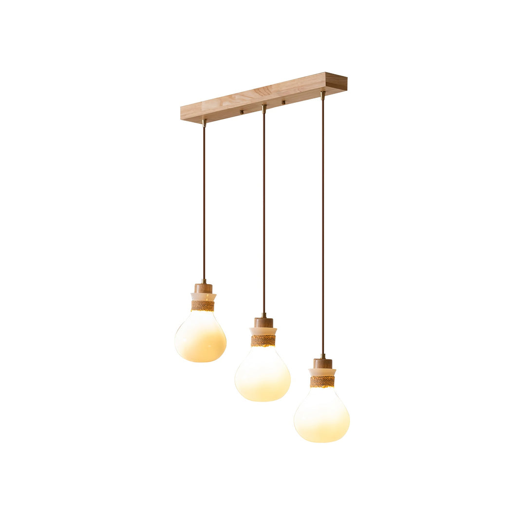 Lampe à suspension en verre et corde de chanvre