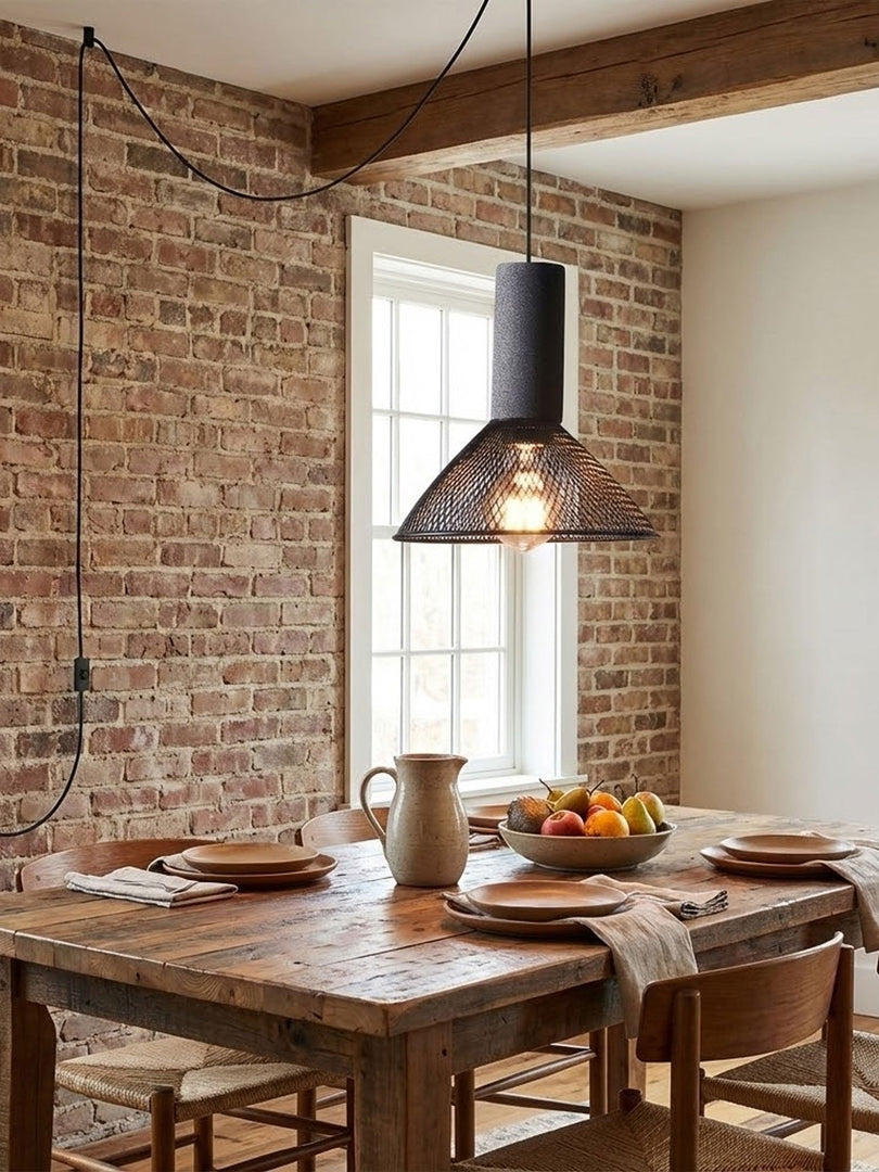 Perforated Iron Plug-In Pendant Light