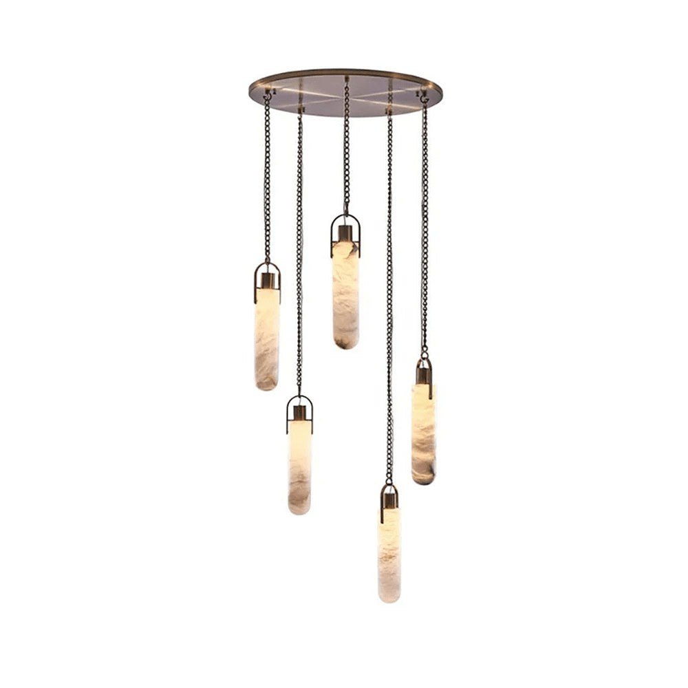 Carved Alabaster Hardwired Chandelier