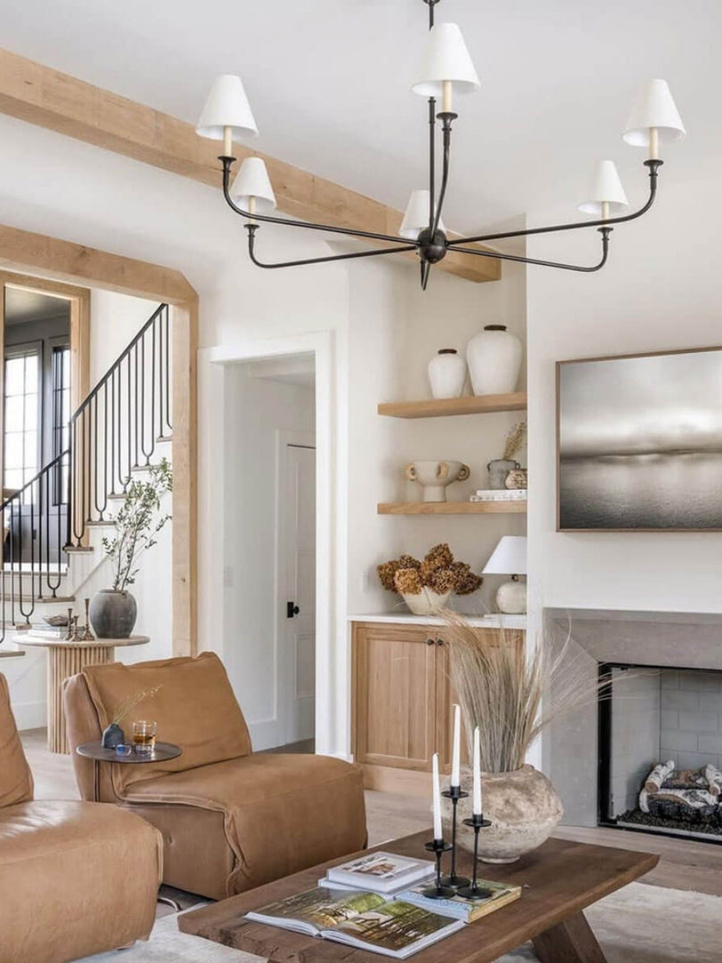 Sleek Chandelier Featuring Layered Linear Silhouette