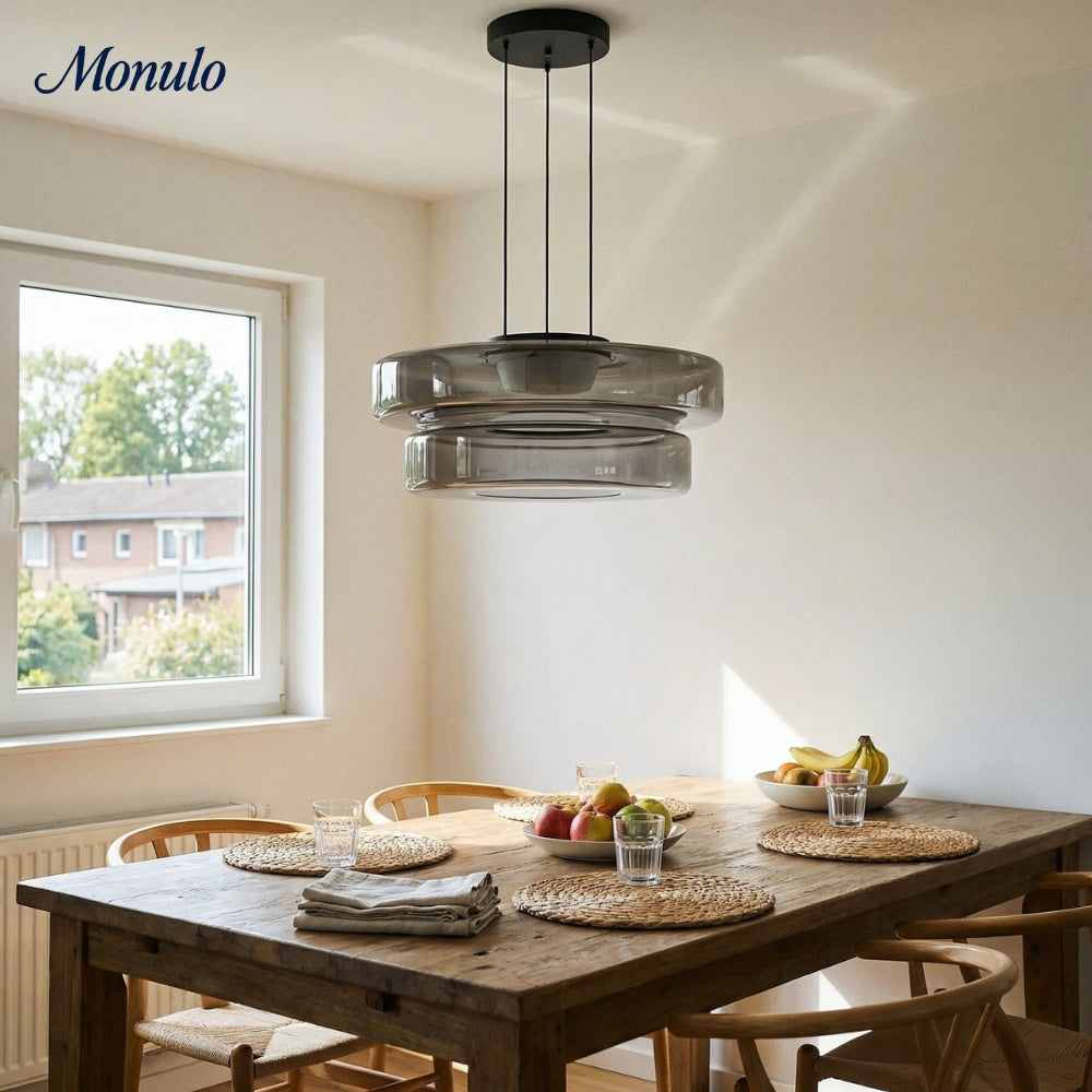 Lámpara colgante de vidrio con forma de disco apilado Verdoma Iluminación nórdica contemporánea para cocinas