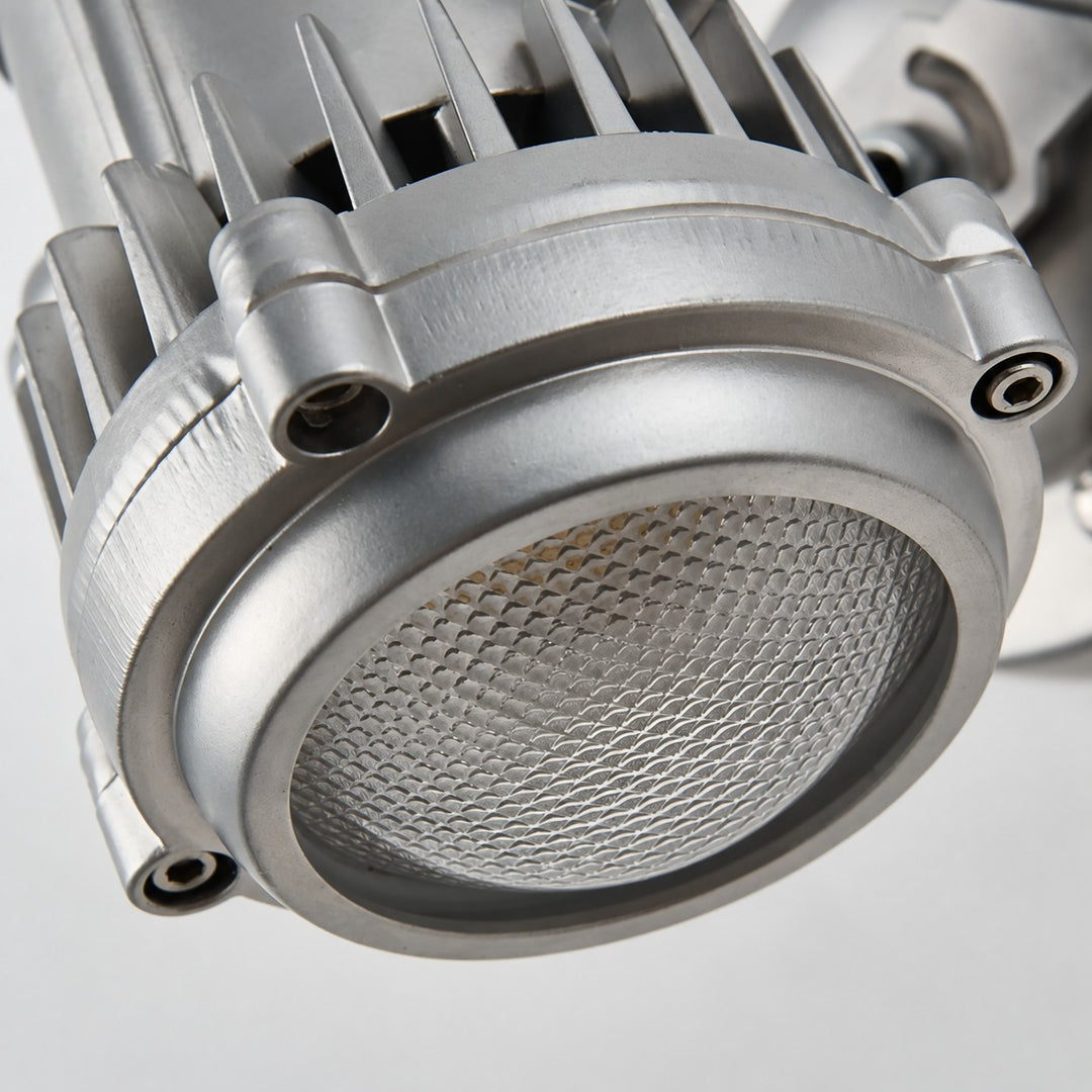Brushed Silver Industrial Spotlight Wall Sconce