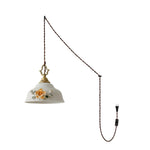 Bild in Gallery-Viewer laden, Raised Porcelain Floral Plug-In Swag Pendant