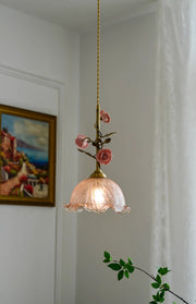 Lalique Rose Glass Pendant Lamp