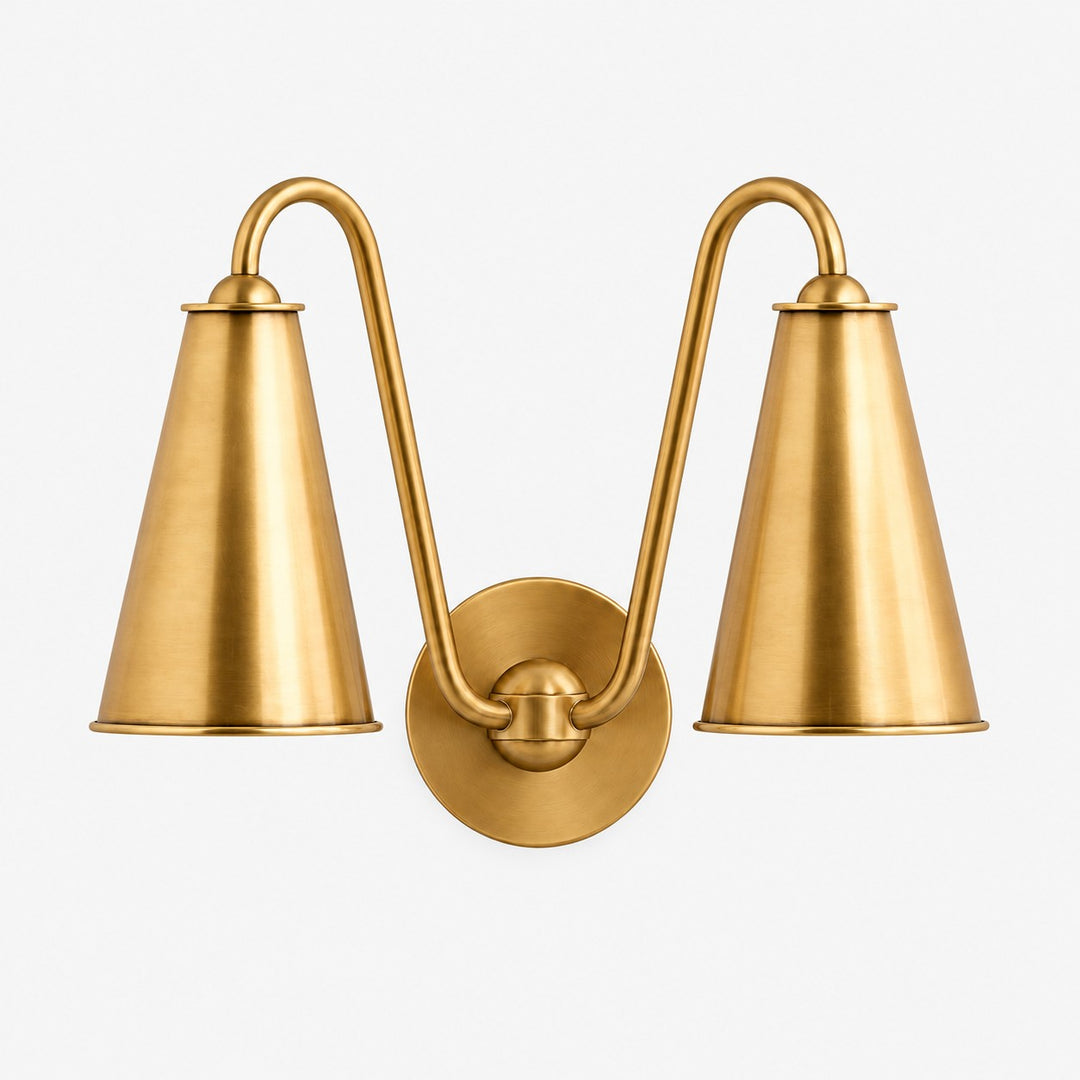Brass metal double-cone wall sconce