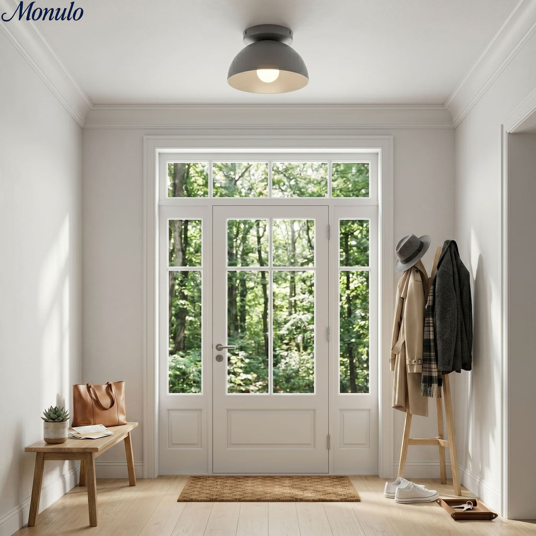 Metio Dome Minimalist Ceiling Lamp – Flush Mount for Small Spaces, Multi-Color Options
