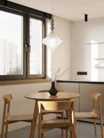 Cargar imagen en el visor de la Galería, Lámpara colgante Art Déco Star de cristal esmerilado con estilo geométrico - Astris Elara 
