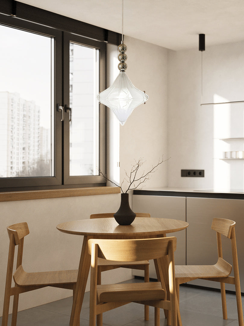 Lámpara colgante Art Déco Star de cristal esmerilado con estilo geométrico - Astris Elara 
