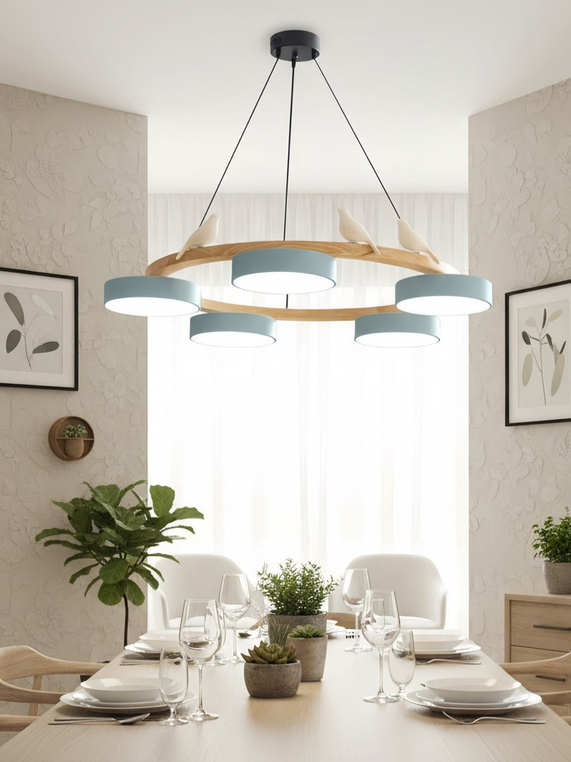 Modern Creative Colourful Circle Bird Chandelier